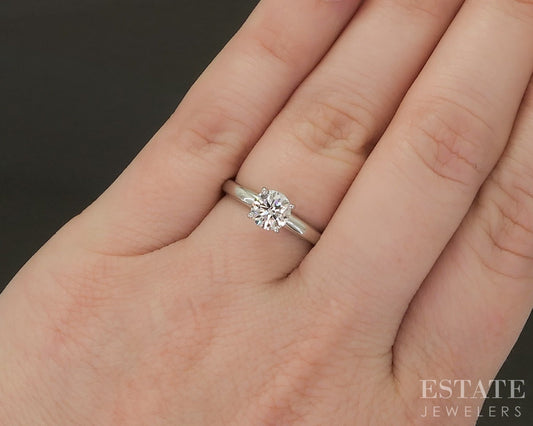 14k White Gold Round IGI .79ct Lab Diamond Solitaire Engagement Ring 2.7g p25660