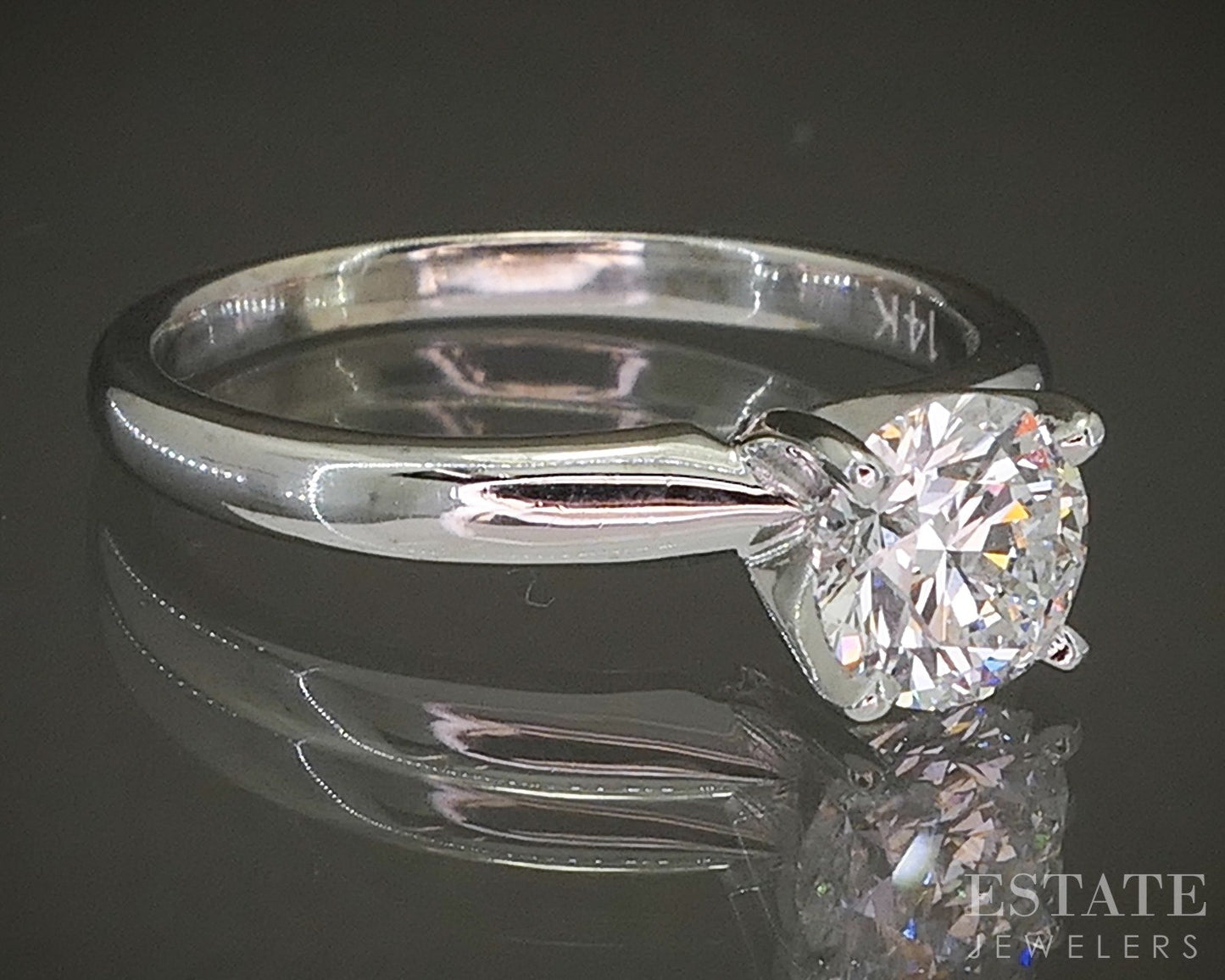 14k White Gold Round IGI .79ct Lab Diamond Solitaire Engagement Ring 2.7g p25660