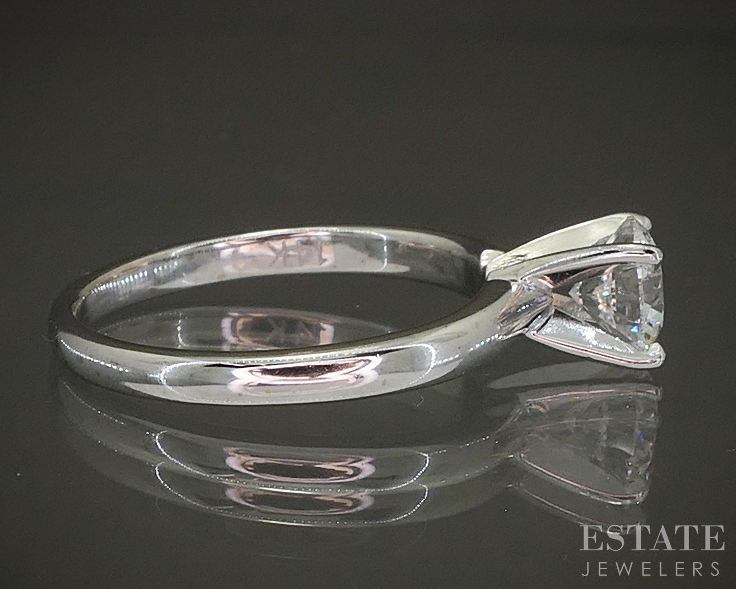 14k White Gold Round IGI .79ct Lab Diamond Solitaire Engagement Ring 2.7g p25660