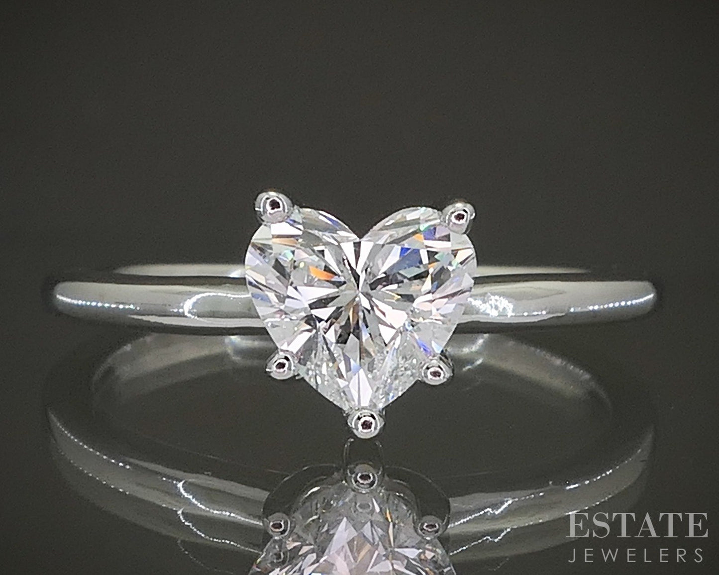 14k White Gold Heart IGI 1.03ct Lab Diamond Solitaire Engagement Ring 3g p25371
