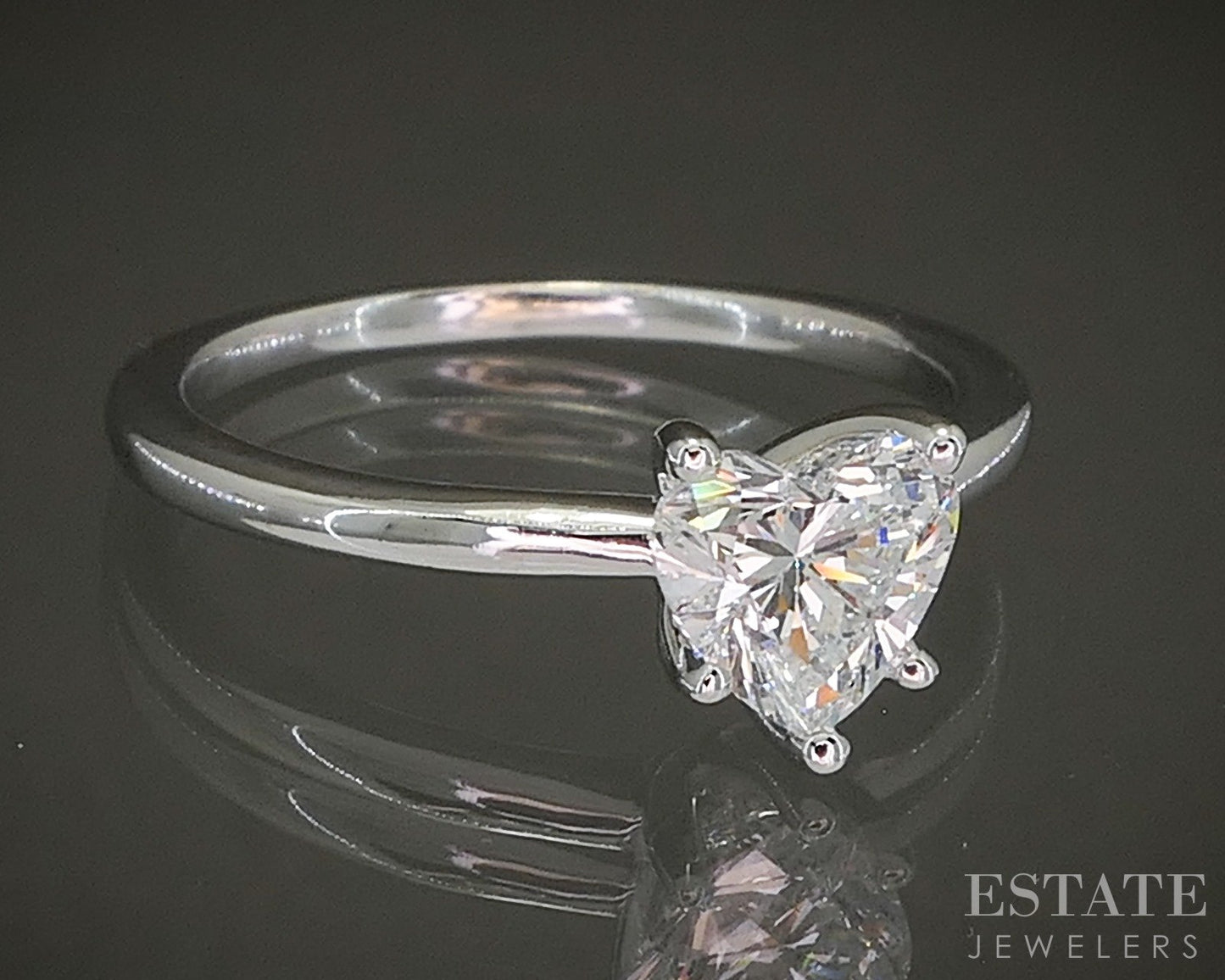 14k White Gold Heart IGI 1.03ct Lab Diamond Solitaire Engagement Ring 3g p25371