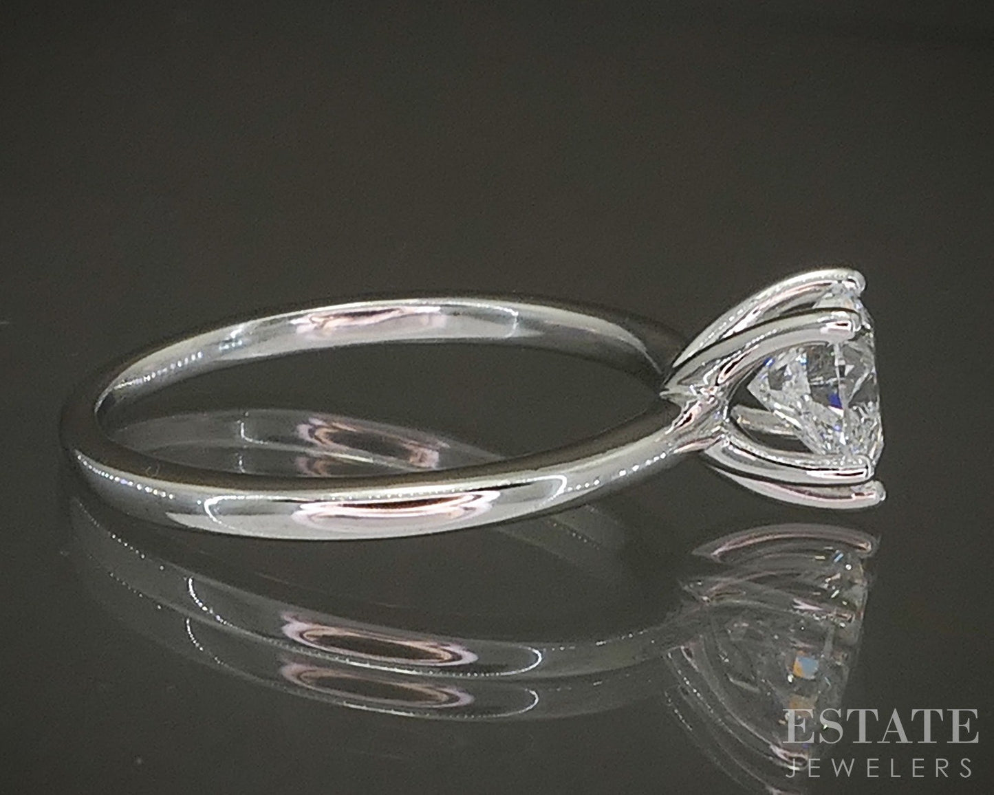 14k White Gold Heart IGI 1.03ct Lab Diamond Solitaire Engagement Ring 3g p25371