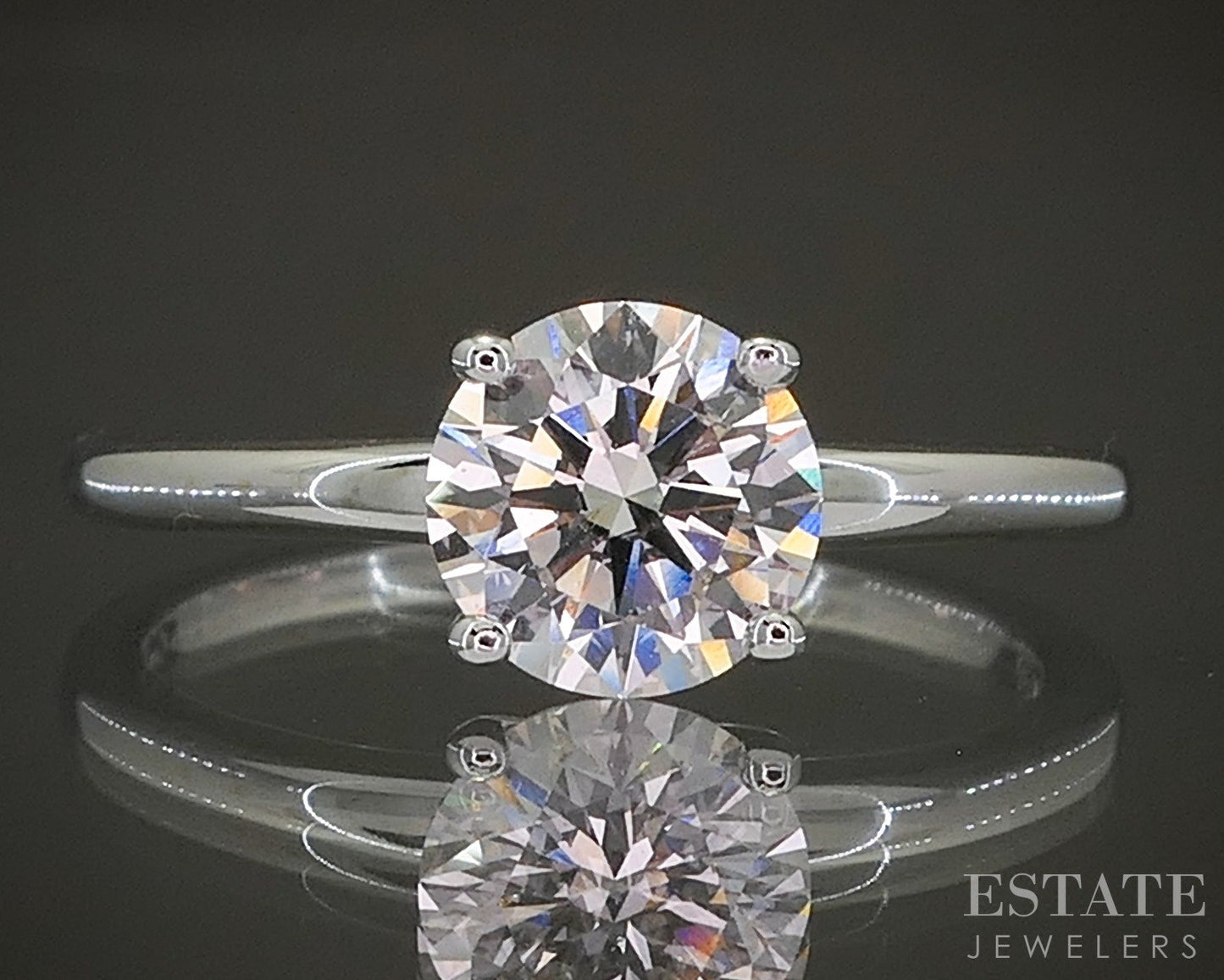 14k White Gold Round GSI 1.07ct Lab Diamond Solitaire Engagement Ring p25917