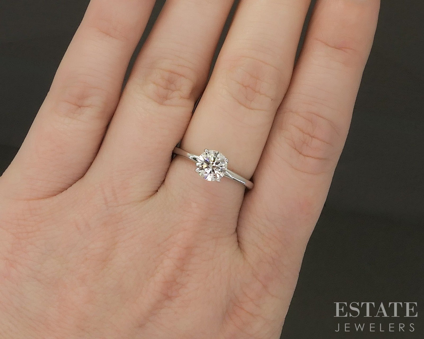 14k White Gold Round GSI 1.07ct Lab Diamond Solitaire Engagement Ring p25917