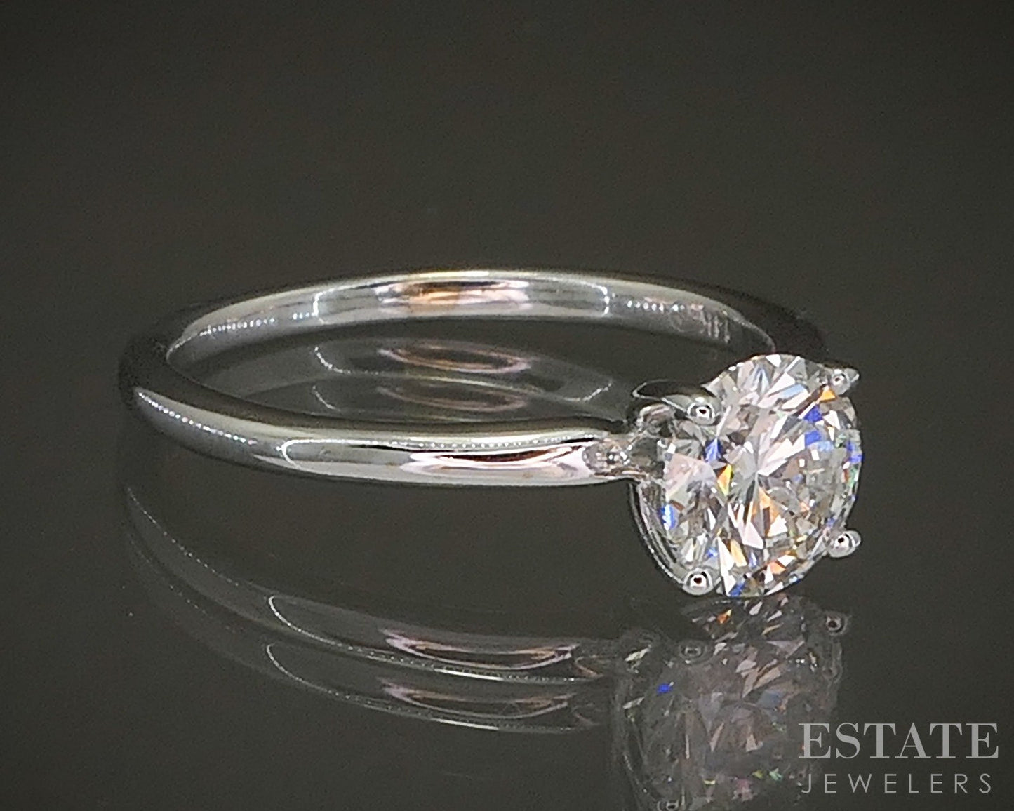 14k White Gold Round GSI 1.07ct Lab Diamond Solitaire Engagement Ring p25917
