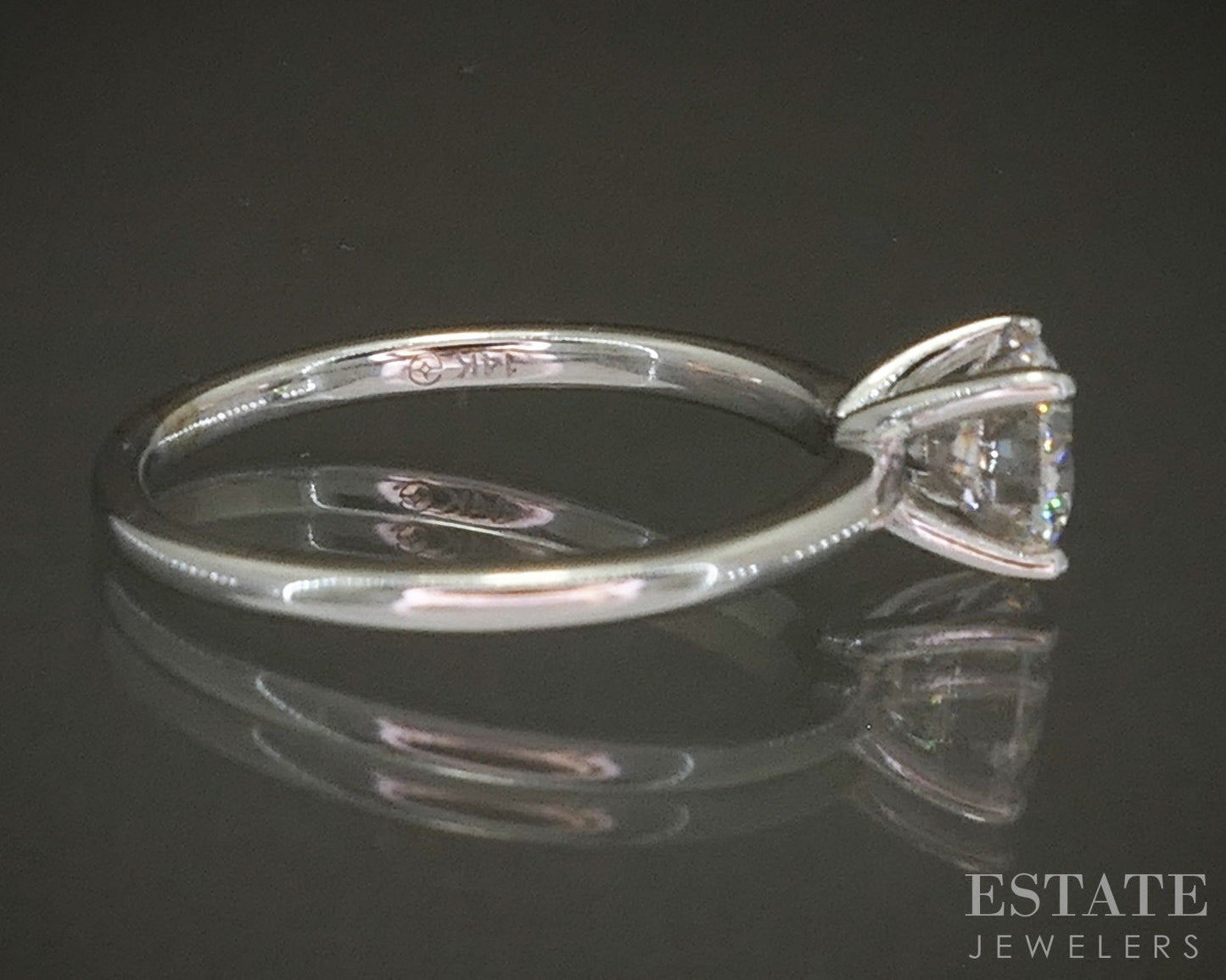 14k White Gold Round GSI 1.07ct Lab Diamond Solitaire Engagement Ring p25917