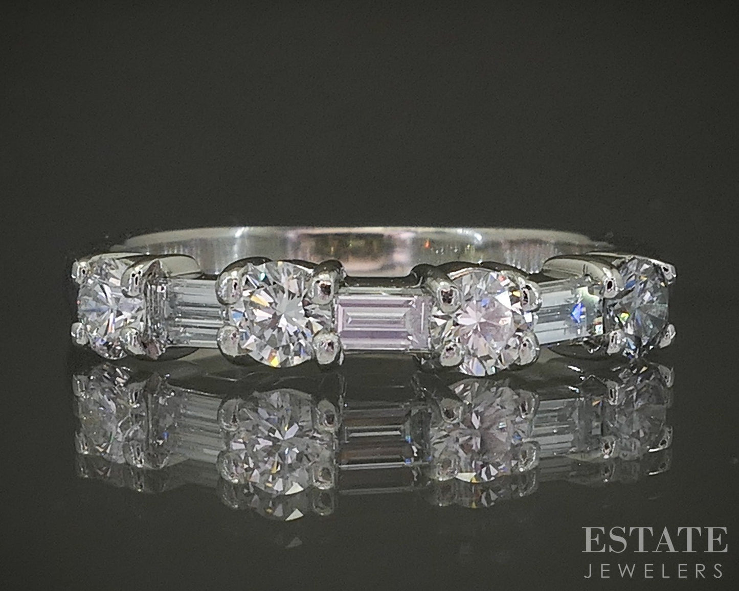 Platinum Round Baguette Natural .80ctw Diamond Ladies Wedding Band 5.3g p24772