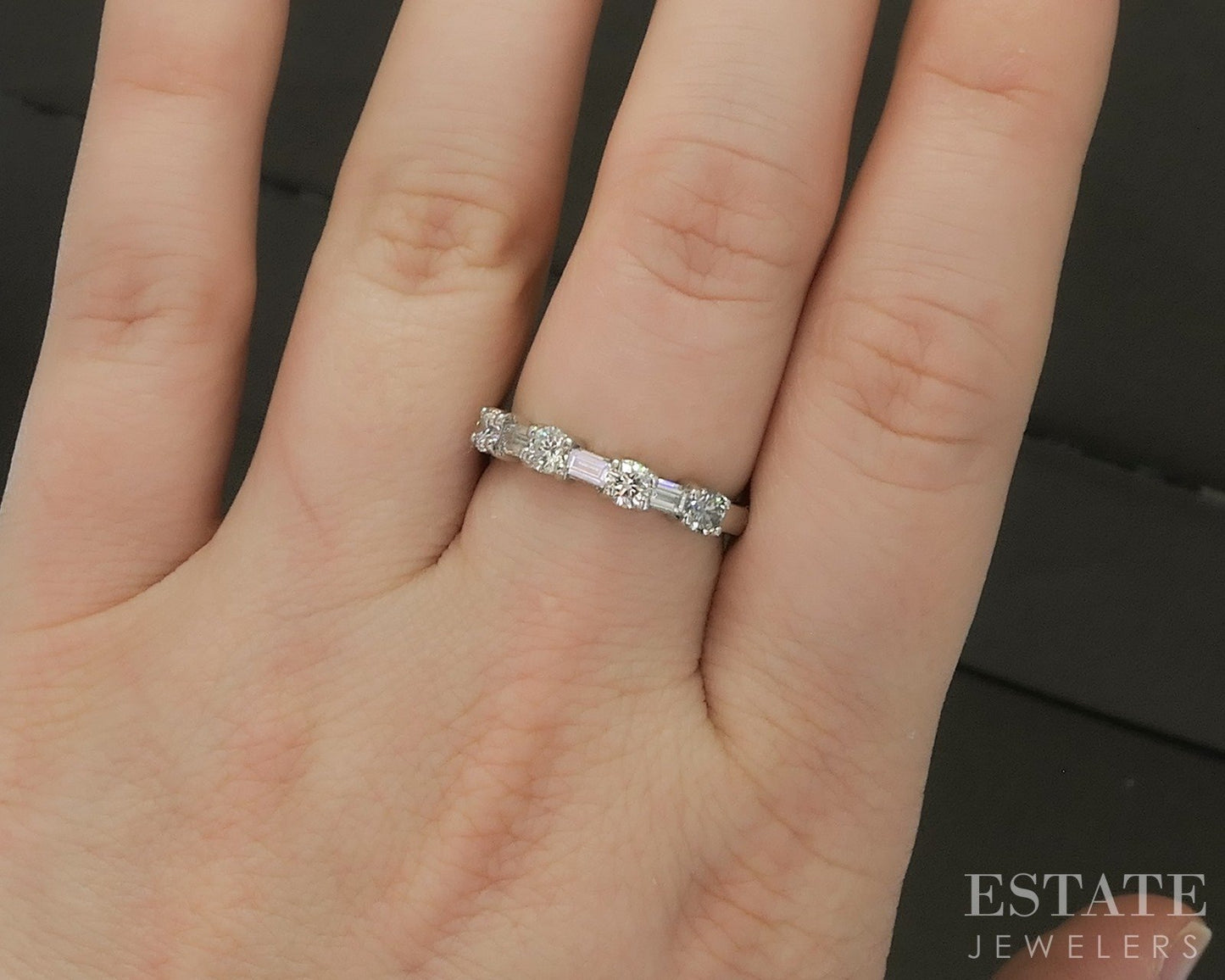 Platinum Round Baguette Natural .80ctw Diamond Ladies Wedding Band 5.3g p24772