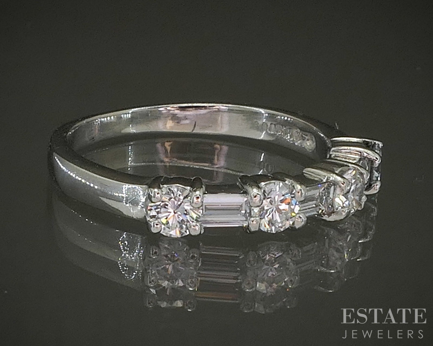 Platinum Round Baguette Natural .80ctw Diamond Ladies Wedding Band 5.3g p24772