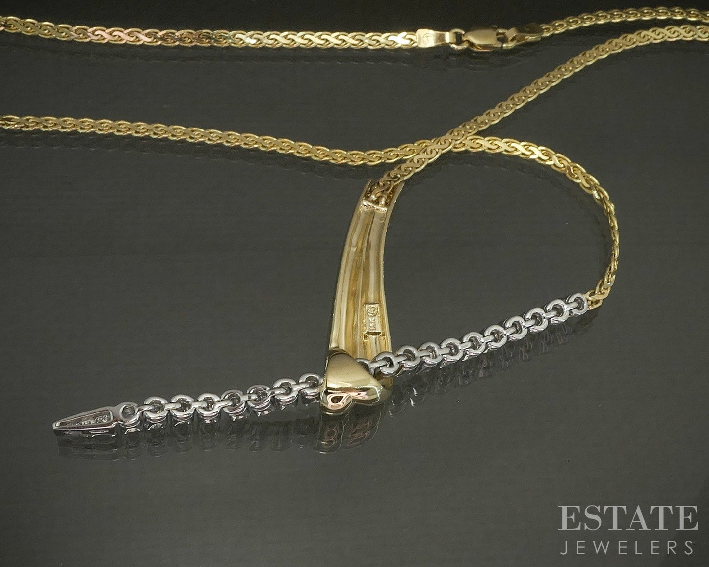14k Yellow & White Gold Natural .75ctw Diamond Bypass Y-Necklace 13g 18"L p24298
