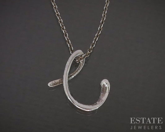 Sterling Silver Tiffany & Co. Elsa Peretti Letter C Necklace 1.8g 16"L p25190
