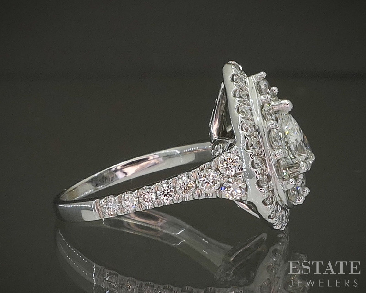 14k White Gold Pear Natural 1.40ctw Diamond Halo Engagement Ring 4.6g p24677