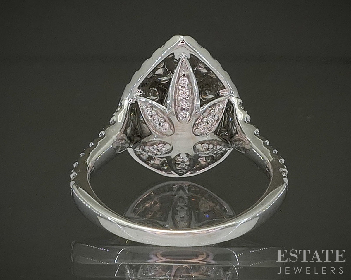 14k White Gold Pear Natural 1.40ctw Diamond Halo Engagement Ring 4.6g p24677