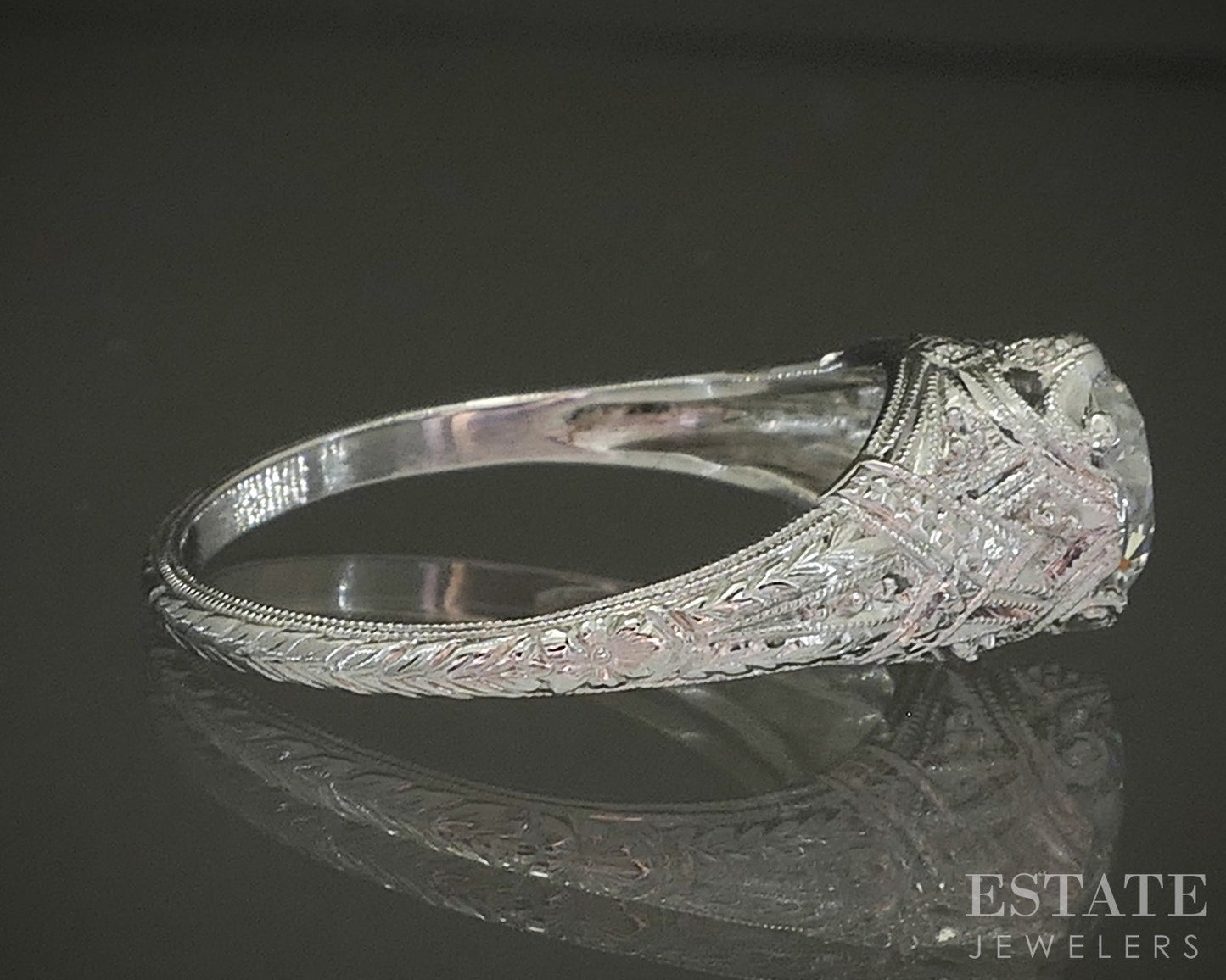 Antique Platinum OEC Natural 1.17ct Diamond Filigree Engagement Ring 3.9g p25370
