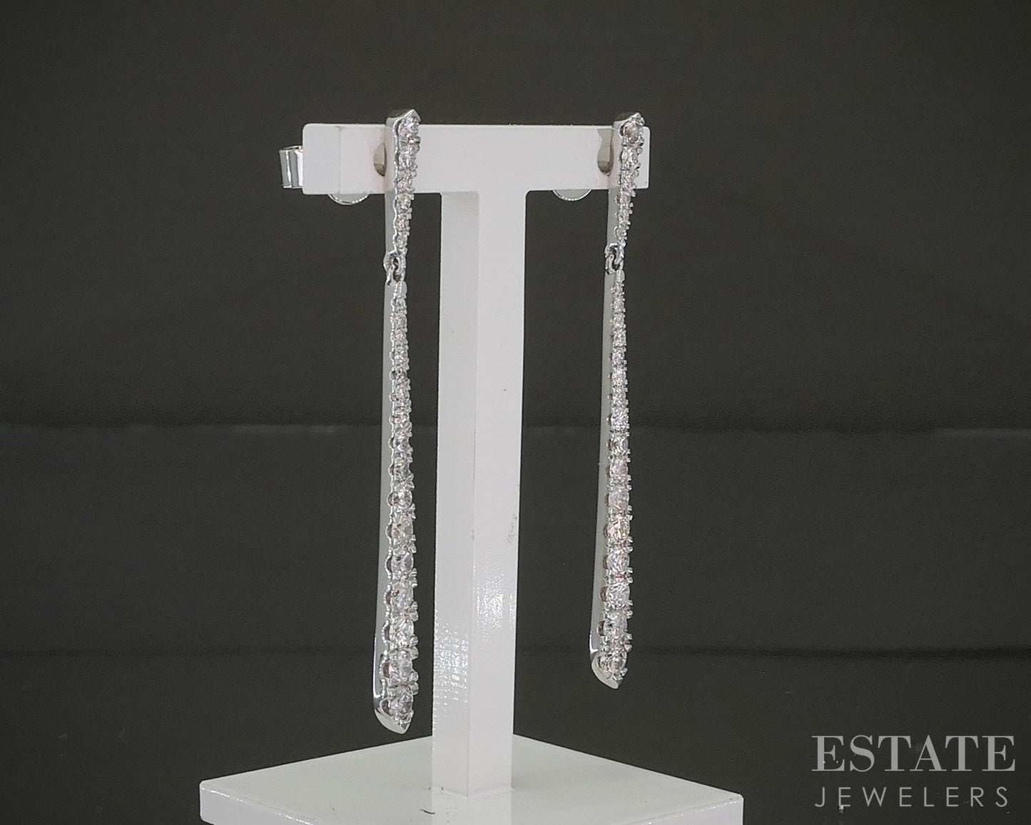 14k White Gold Natural 1.00ctw Diamond Teardrop Dangle Earrings 3.5g p25070