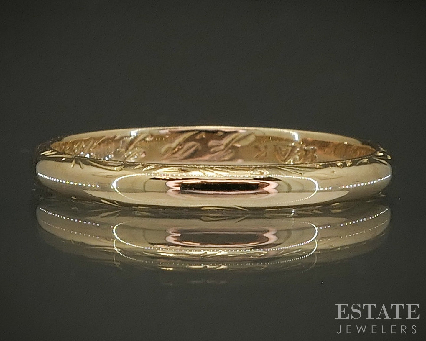 Antique 14k Yellow Gold 2.2mm Engraved Ladies Wedding Band 1.6g p24796