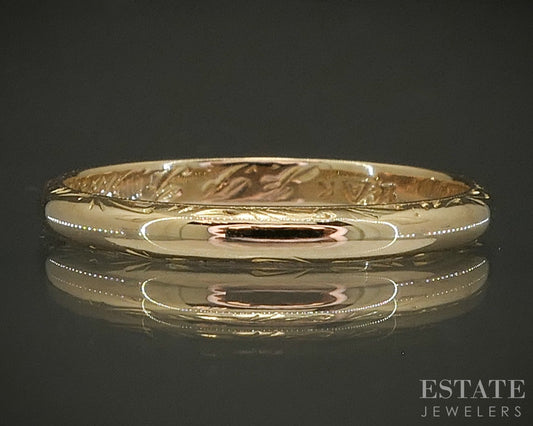 Antique 14k Yellow Gold 2.2mm Engraved Ladies Wedding Band 1.6g p24796