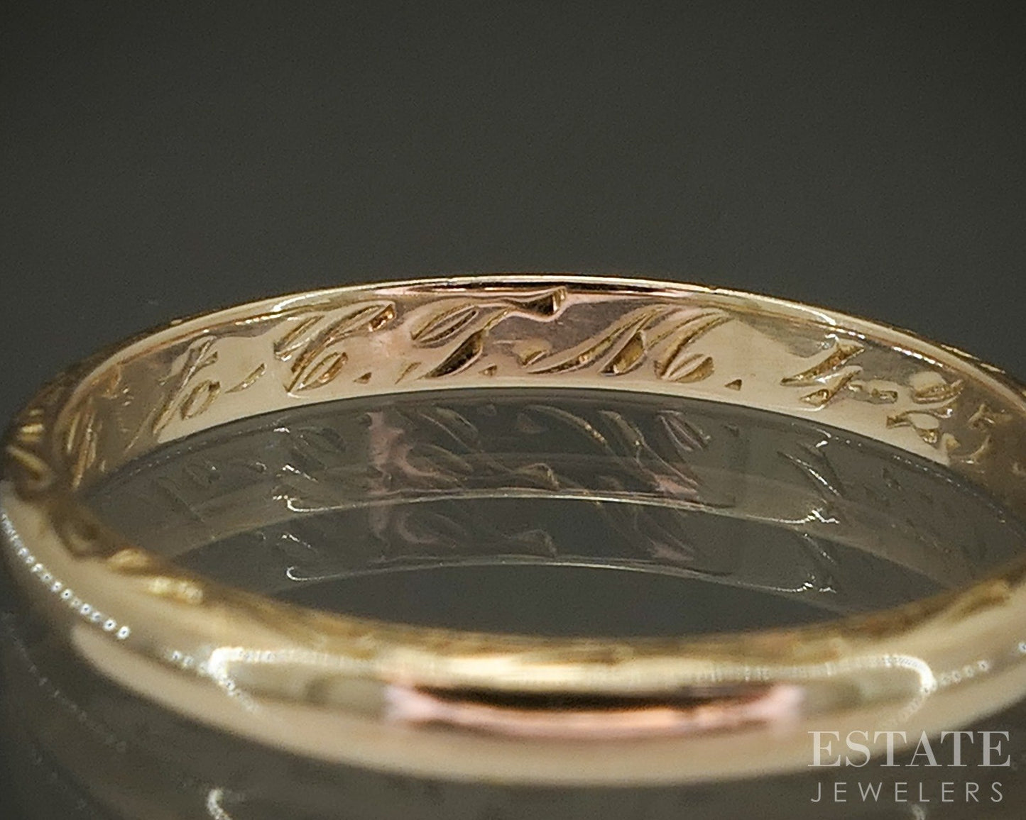 Antique 14k Yellow Gold 2.2mm Engraved Ladies Wedding Band 1.6g p24796