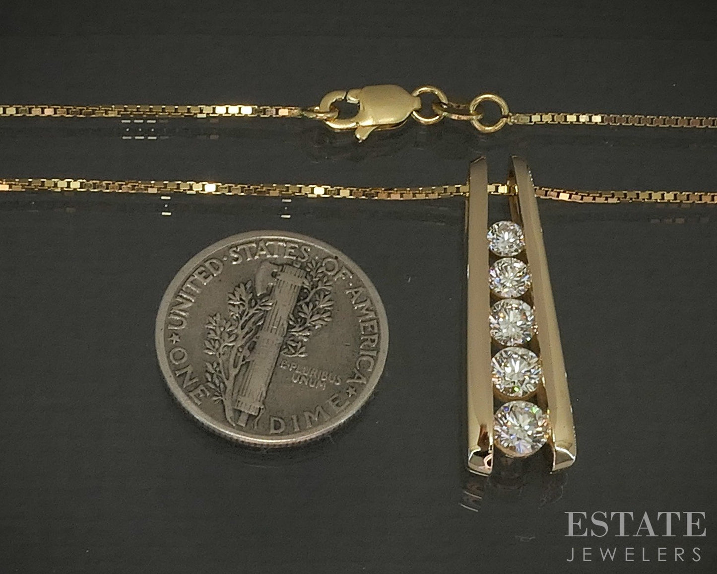 14k Yellow Gold Round Natural 1.00ctw Diamond Journey Necklace 7.1g 18"L p24633