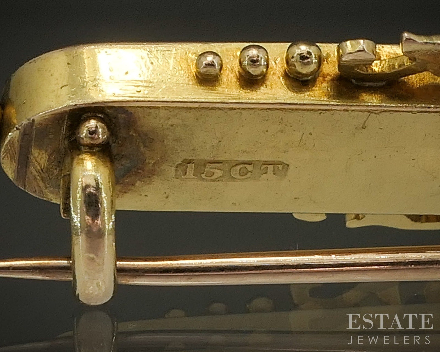 Antique Victorian 15k Yellow Gold OMC Diamond English Pin Brooch 5.1g p25145