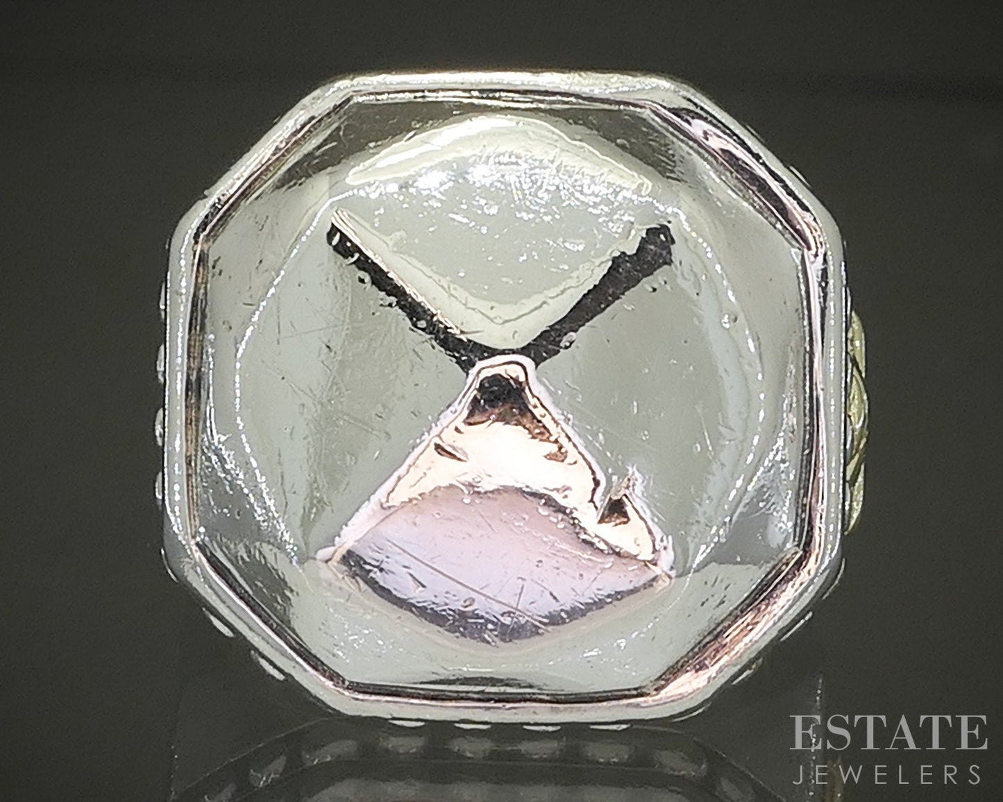 18k & Sterling Lagos Caviar Faceted Rocks Ladies Band Ring 16.8g p25167
