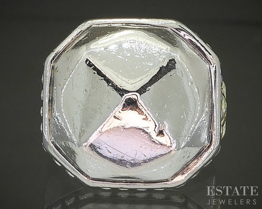 18k & Sterling Lagos Caviar Faceted Rocks Ladies Band Ring 16.8g p25167