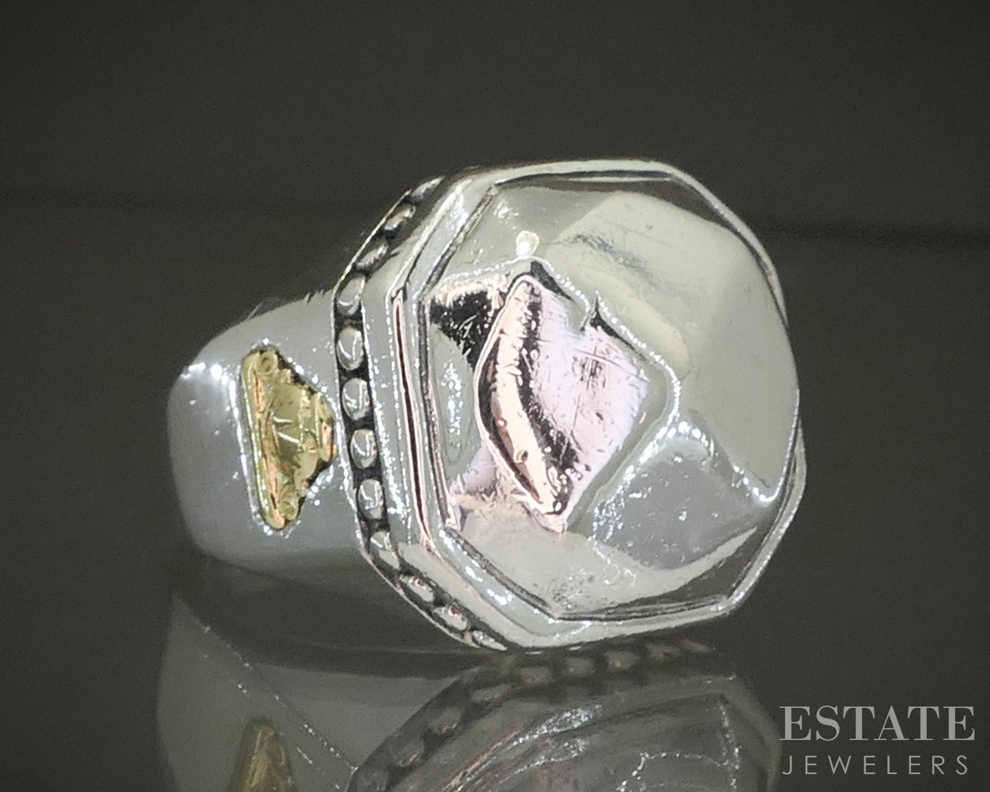18k & Sterling Lagos Caviar Faceted Rocks Ladies Band Ring 16.8g p25167