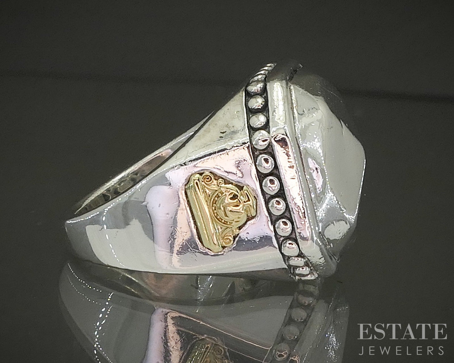 18k & Sterling Lagos Caviar Faceted Rocks Ladies Band Ring 16.8g p25167
