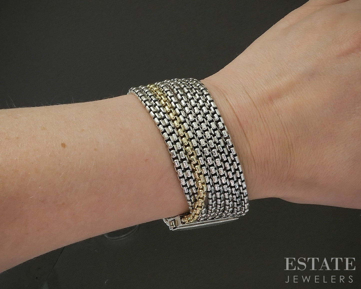18k & Sterling David Yurman 8-Row Box Chain Bracelet 94.7g 7"L p25020