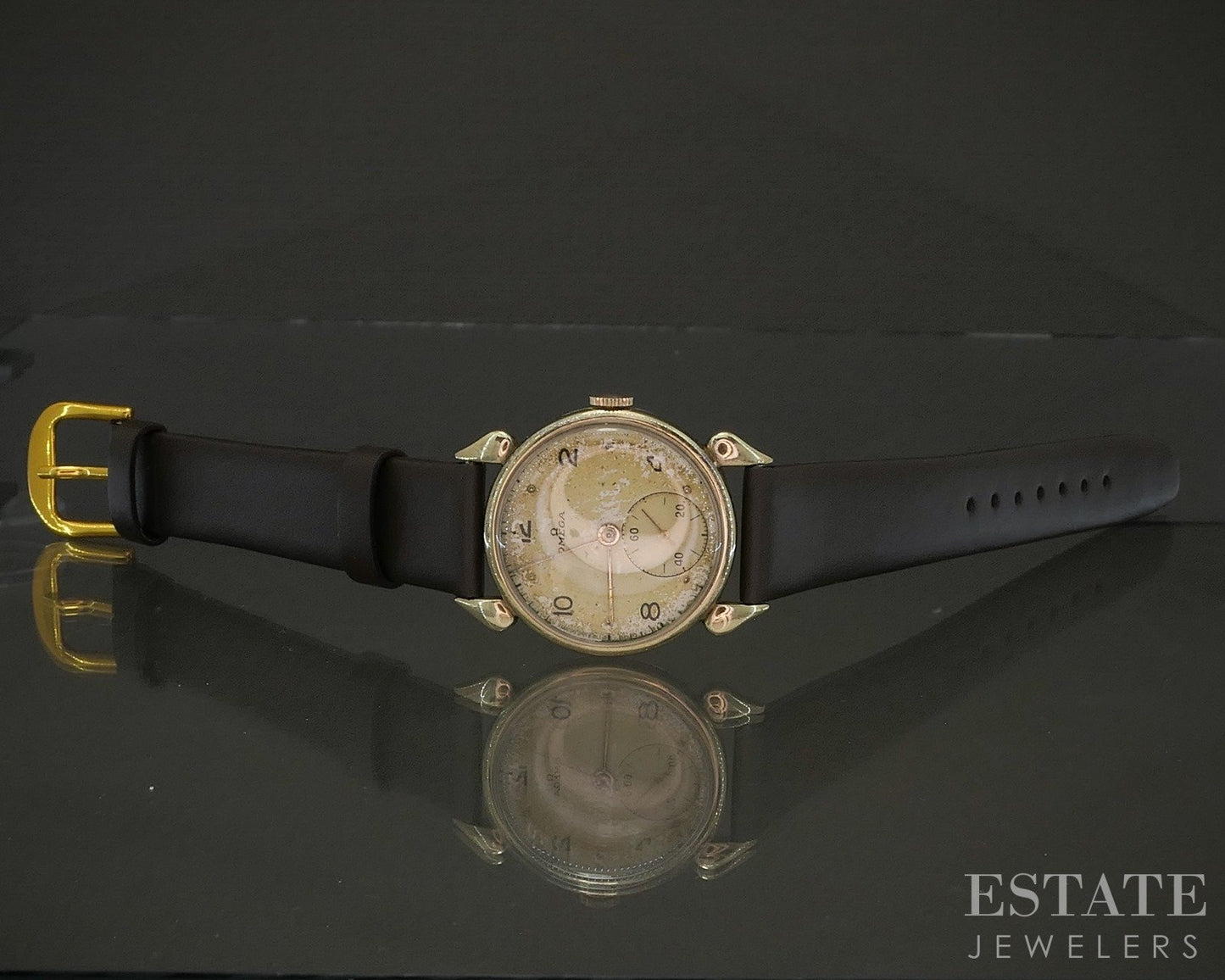 Vintage 1934 Omega Gold Filled Horned Lug Mens Watch p20542