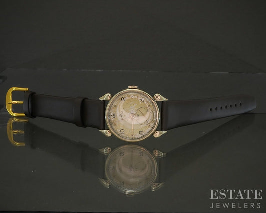 Vintage 1934 Omega Gold Filled Horned Lug Mens Watch p20542
