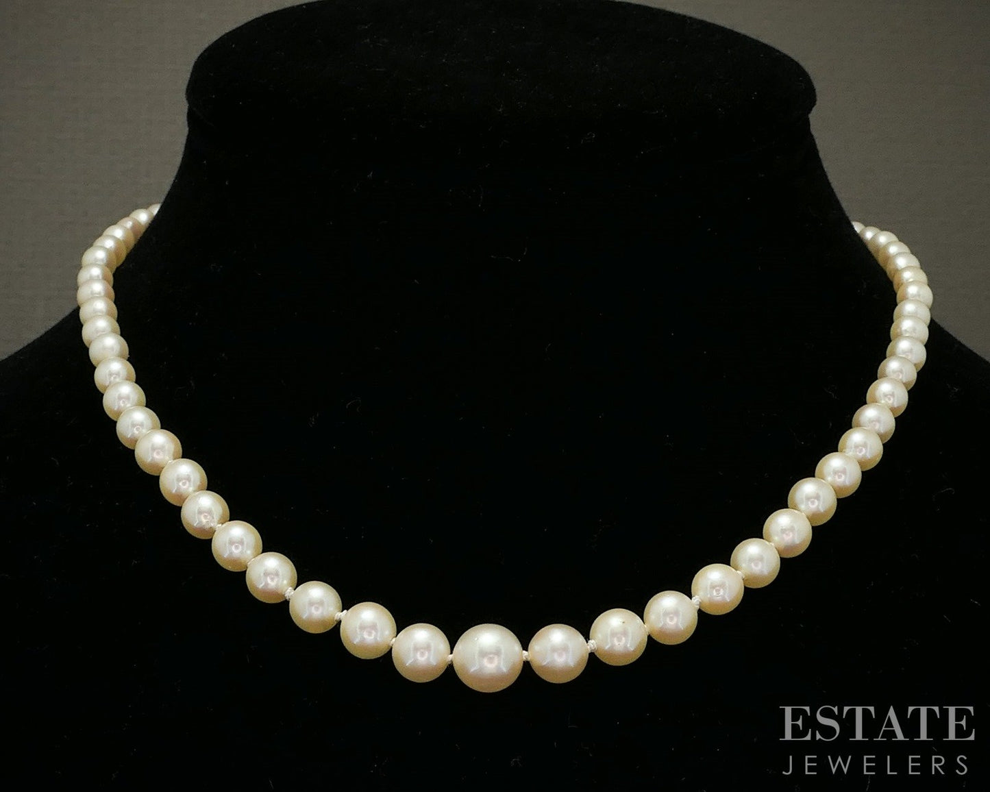 14k White Gold 3.8-7.4mm Cultured Pearl Graduated Ladies Necklace 15"L p26383