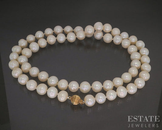 14k Yellow Gold 8.5-9.5mm Freshwater Pearl Ladies Necklace 24"L p26676