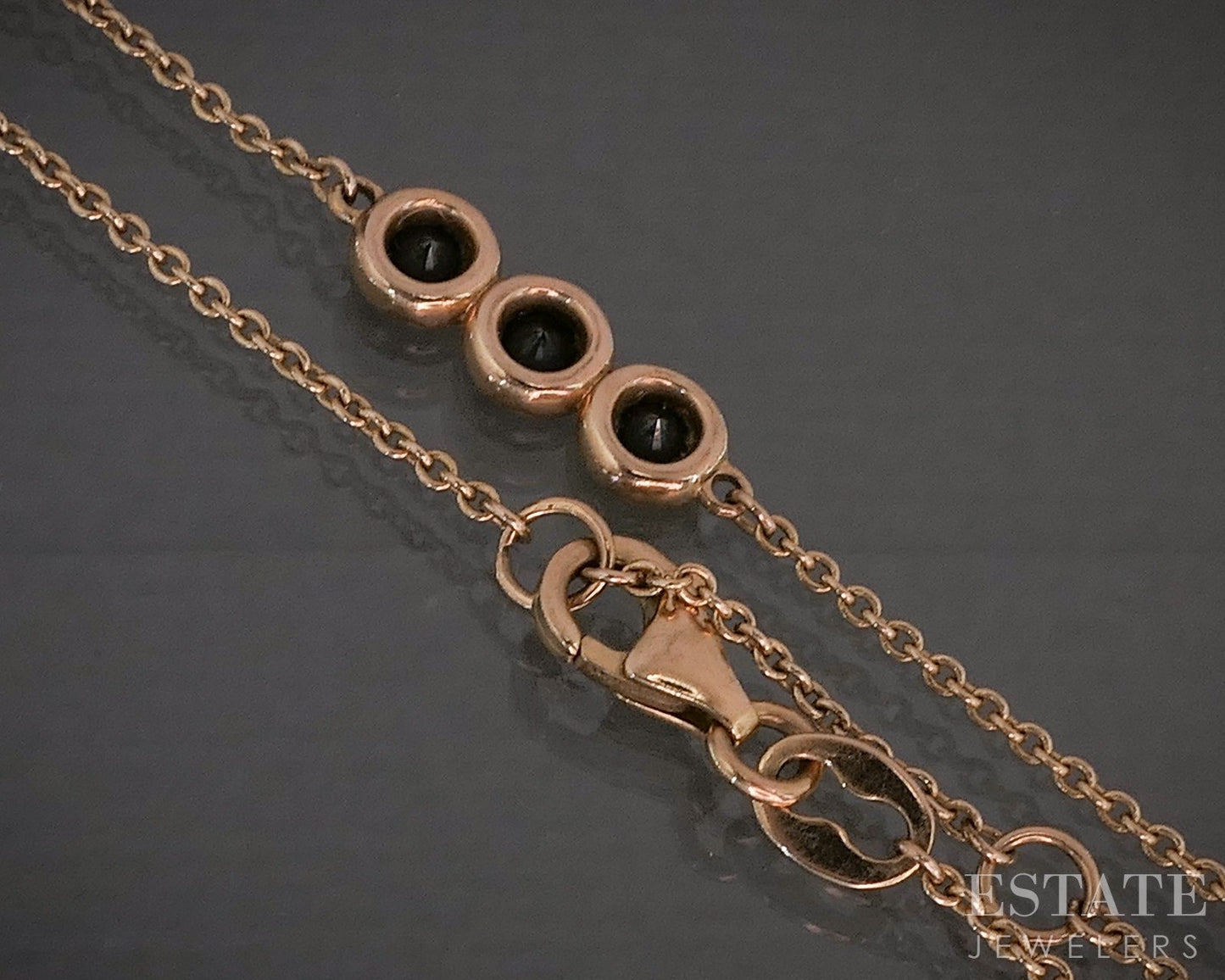 10k Rose Gold Natural Black Diamond Link Ladies Bracelet 1.7g p26747