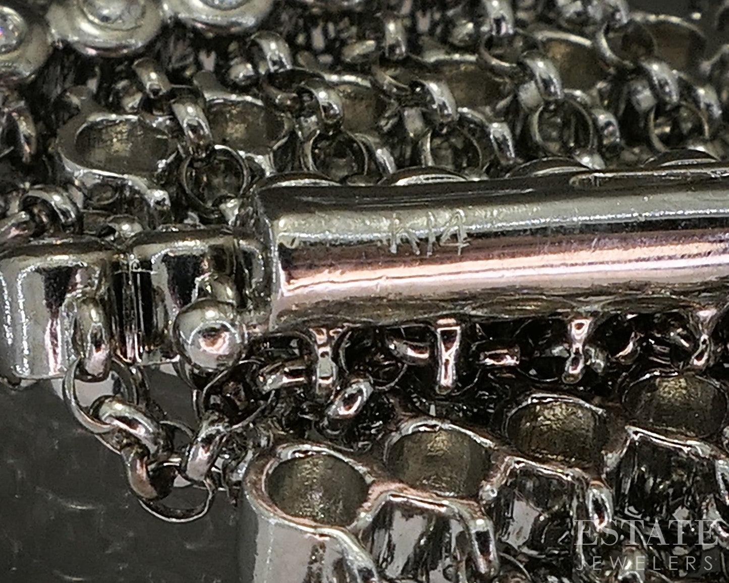 14k White Gold Natural 1ctw Diamond 7-Row Station Bracelet 20.4g 7"L p28199