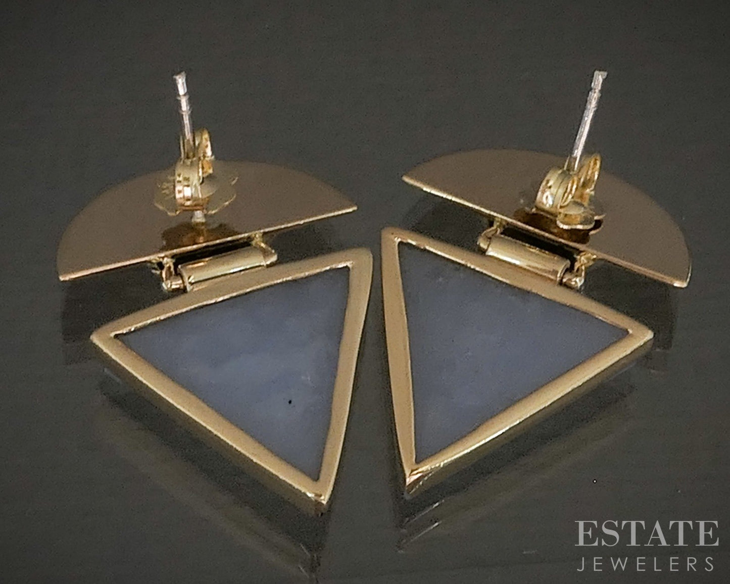 14k Yellow & White Gold Natural Druzy Quartz Dangle Earrings 7.3g p28189