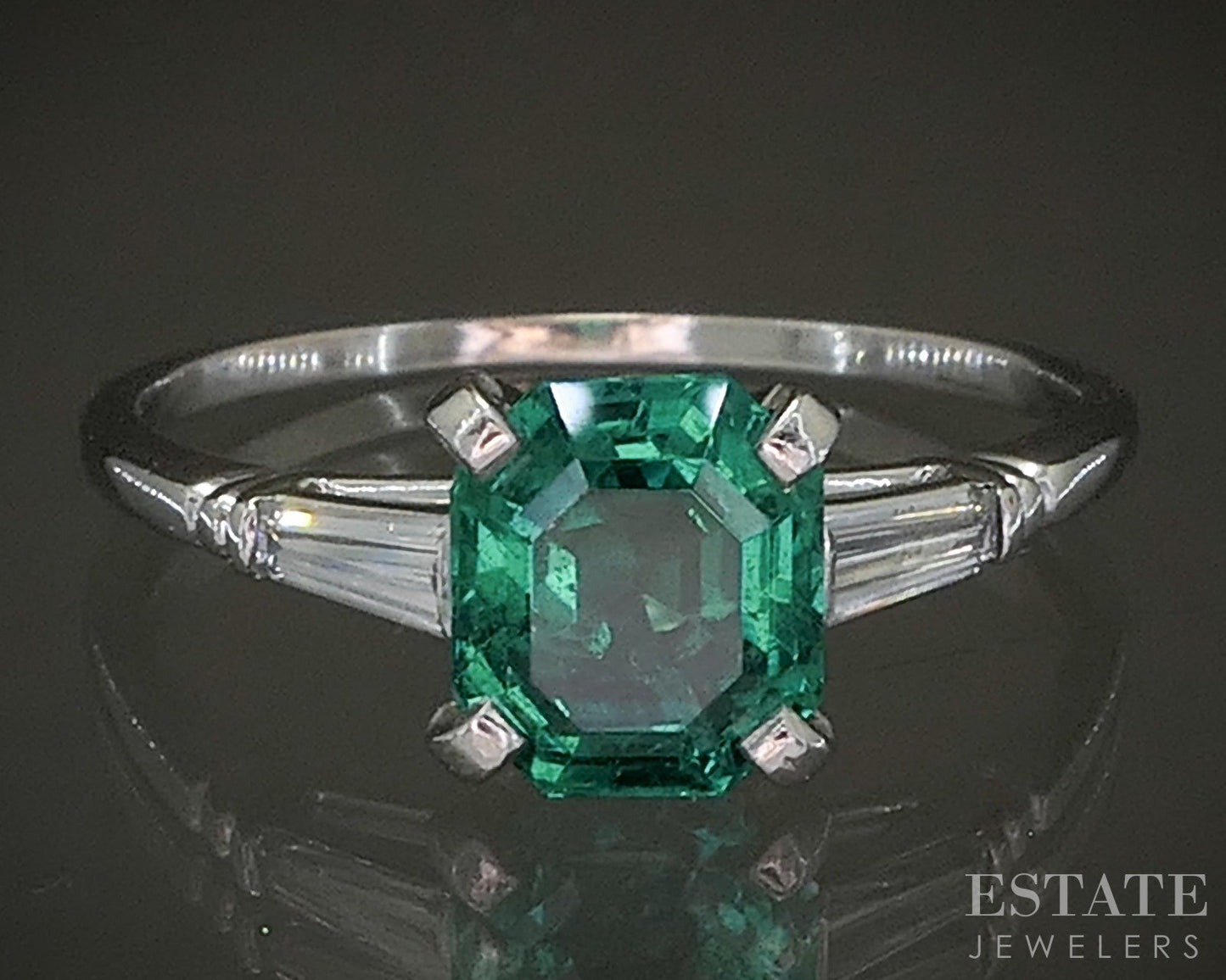 Platinum GIA Natural 1.25ct Colombian Emerald & Diamond Ring 2.9g p28188