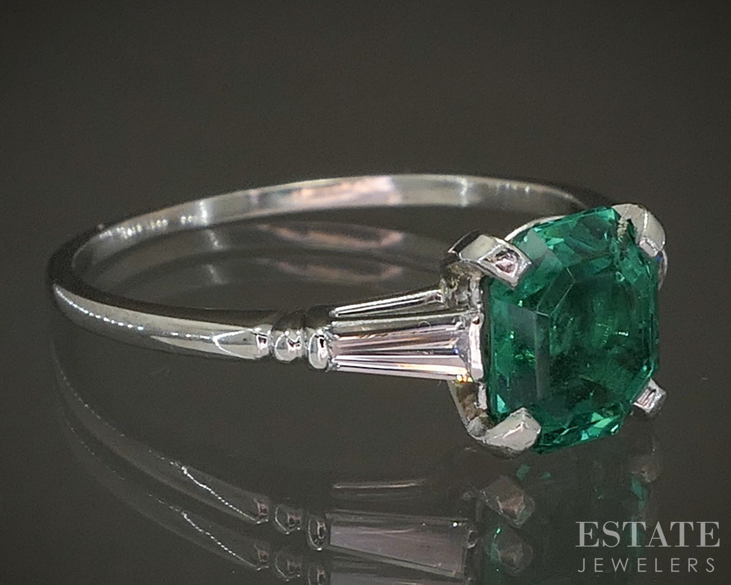 Platinum GIA Natural 1.25ct Colombian Emerald & Diamond Ring 2.9g p28188