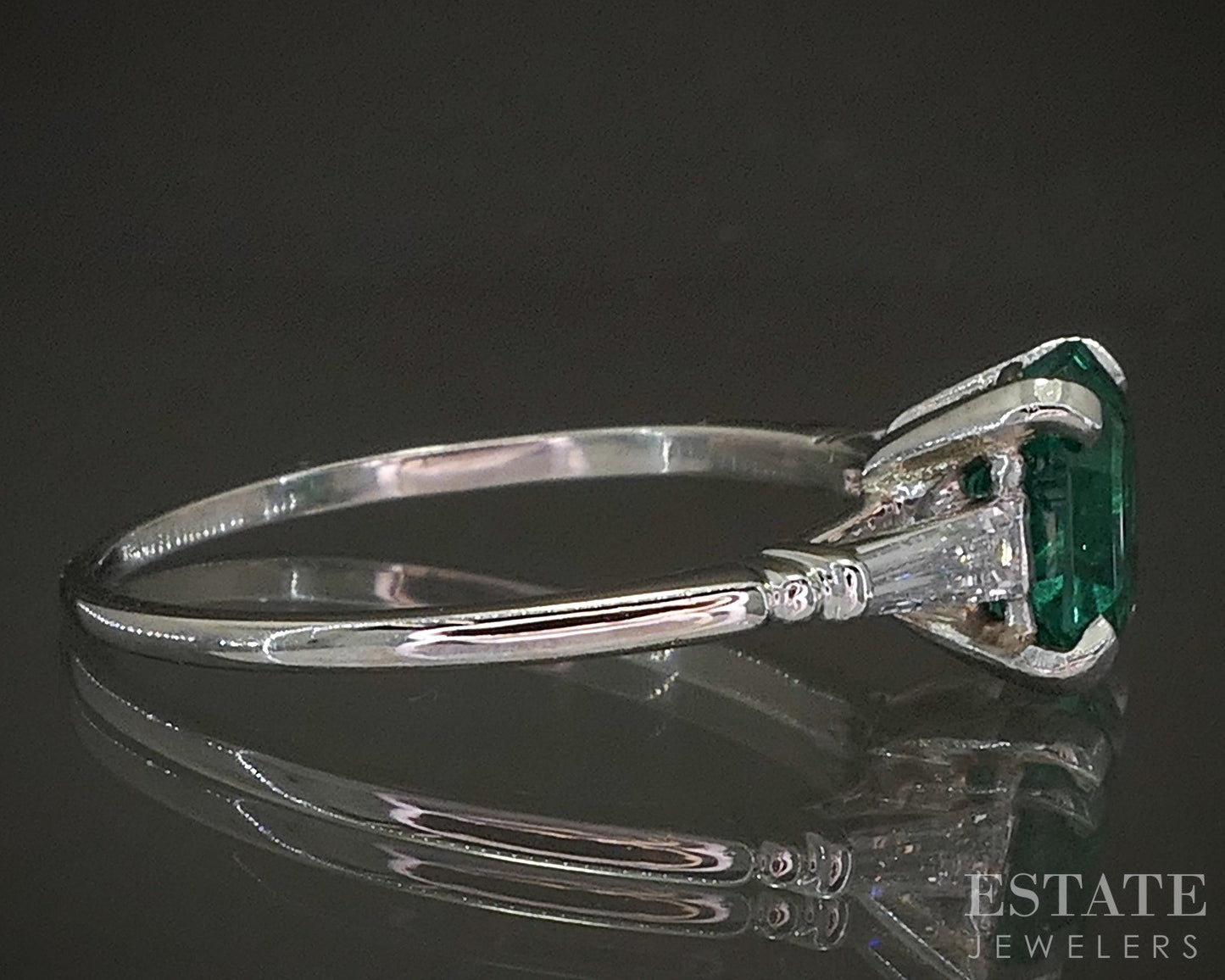 Platinum GIA Natural 1.25ct Colombian Emerald & Diamond Ring 2.9g p28188