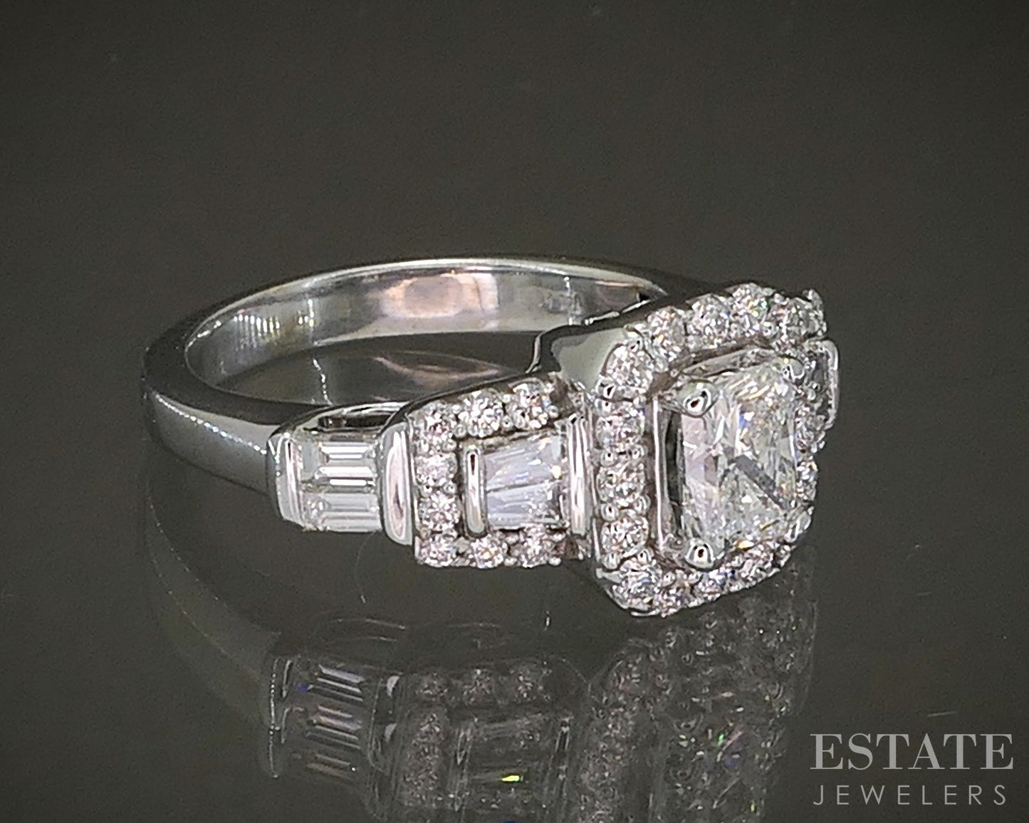 14k White Gold Radiant GSI Natural 1.41ctw Diamond Engagement Ring 5.1g p28201