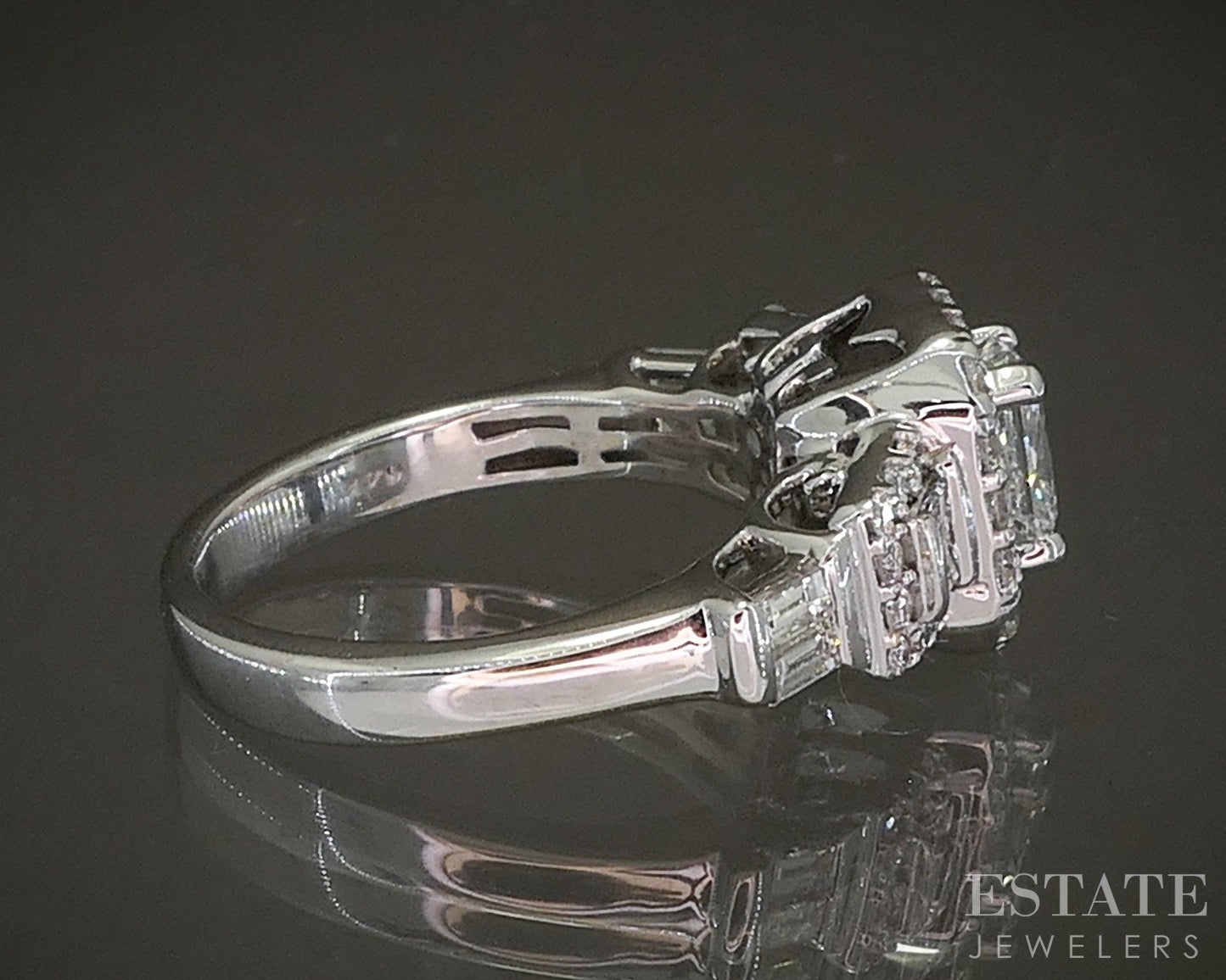 14k White Gold Radiant GSI Natural 1.41ctw Diamond Engagement Ring 5.1g p28201