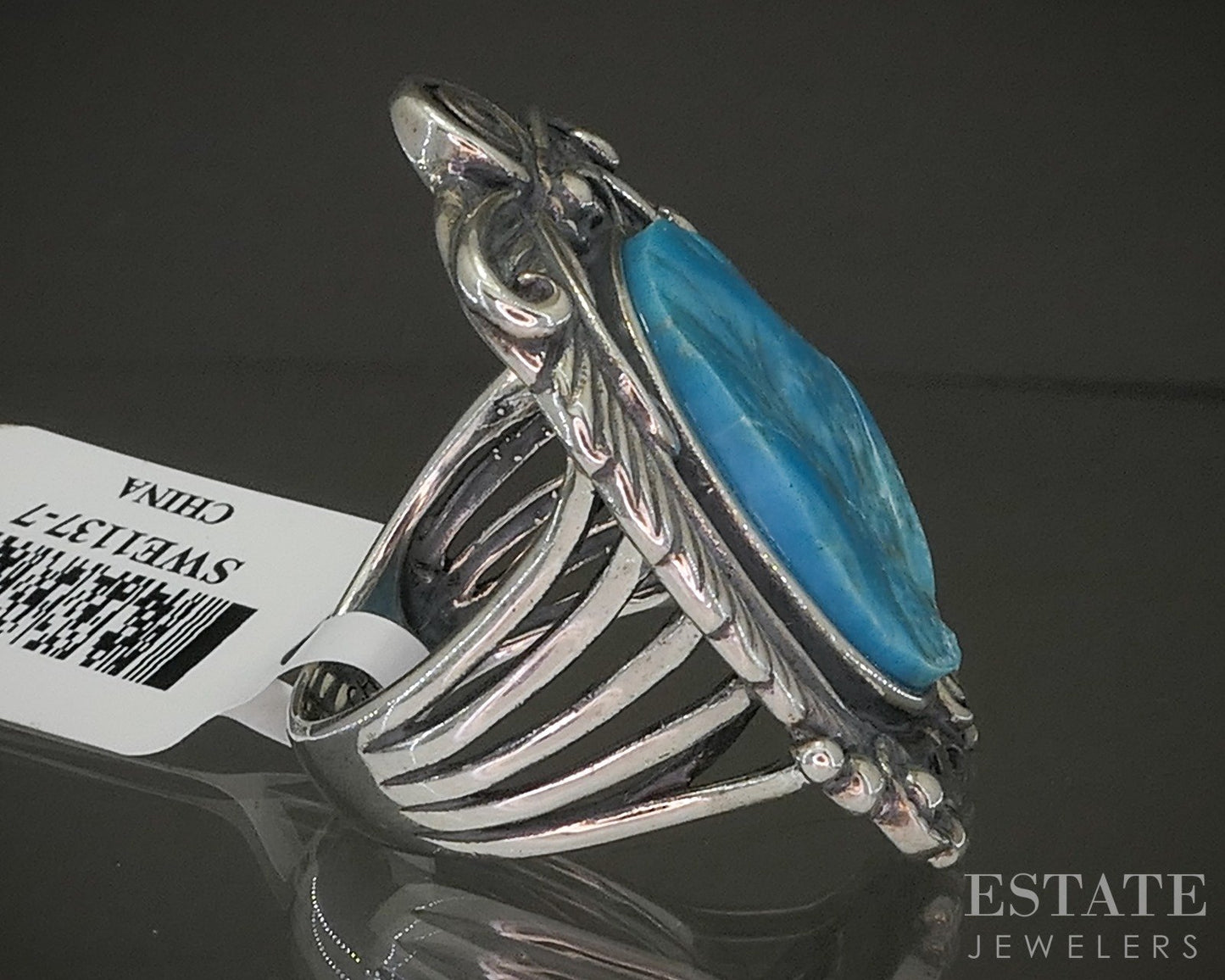Sterling Silver Natural Sleeping Beauty Turquoise Ladies Ring 15.9g p28557