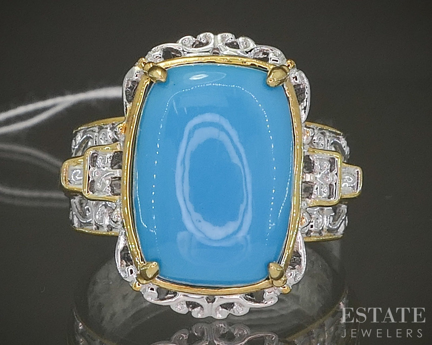 18K/Sterling Michael Valitutti Sleeping Beauty Turquoise Ladies Ring 7.2g p28560