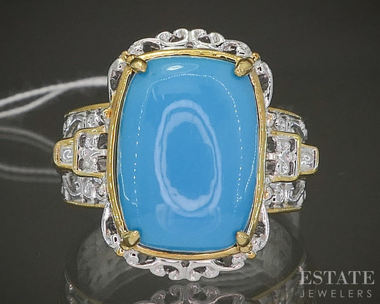 18K/Sterling Michael Valitutti Sleeping Beauty Turquoise Ladies Ring 7.2g p28560