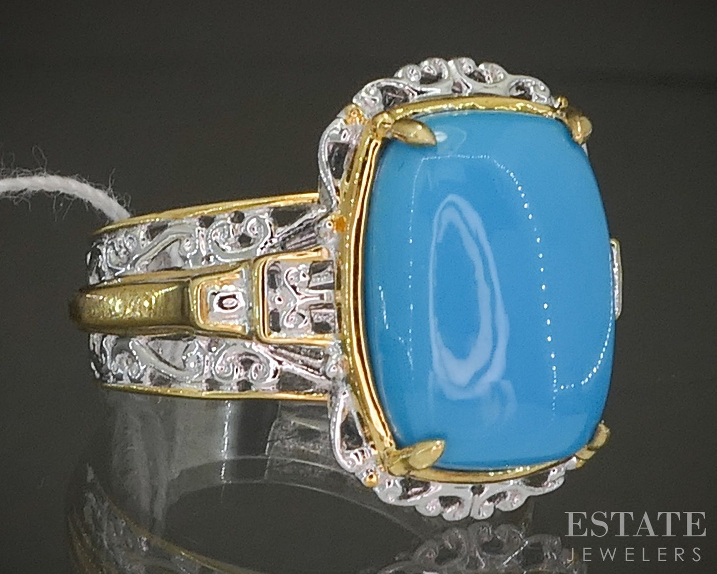 18K/Sterling Michael Valitutti Sleeping Beauty Turquoise Ladies Ring 7.2g p28560