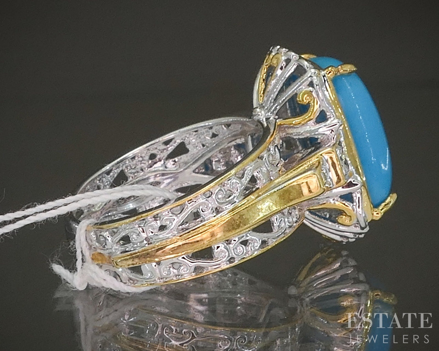 18K/Sterling Michael Valitutti Sleeping Beauty Turquoise Ladies Ring 7.2g p28560
