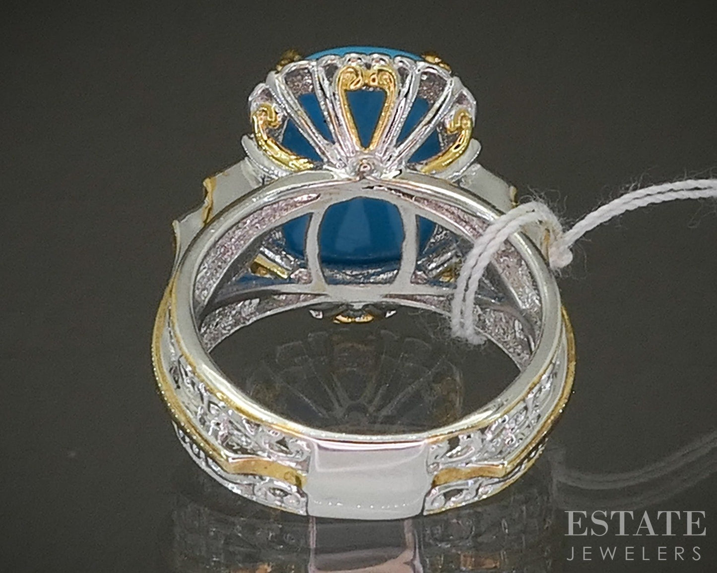 18K/Sterling Michael Valitutti Sleeping Beauty Turquoise Ladies Ring 7.2g p28560