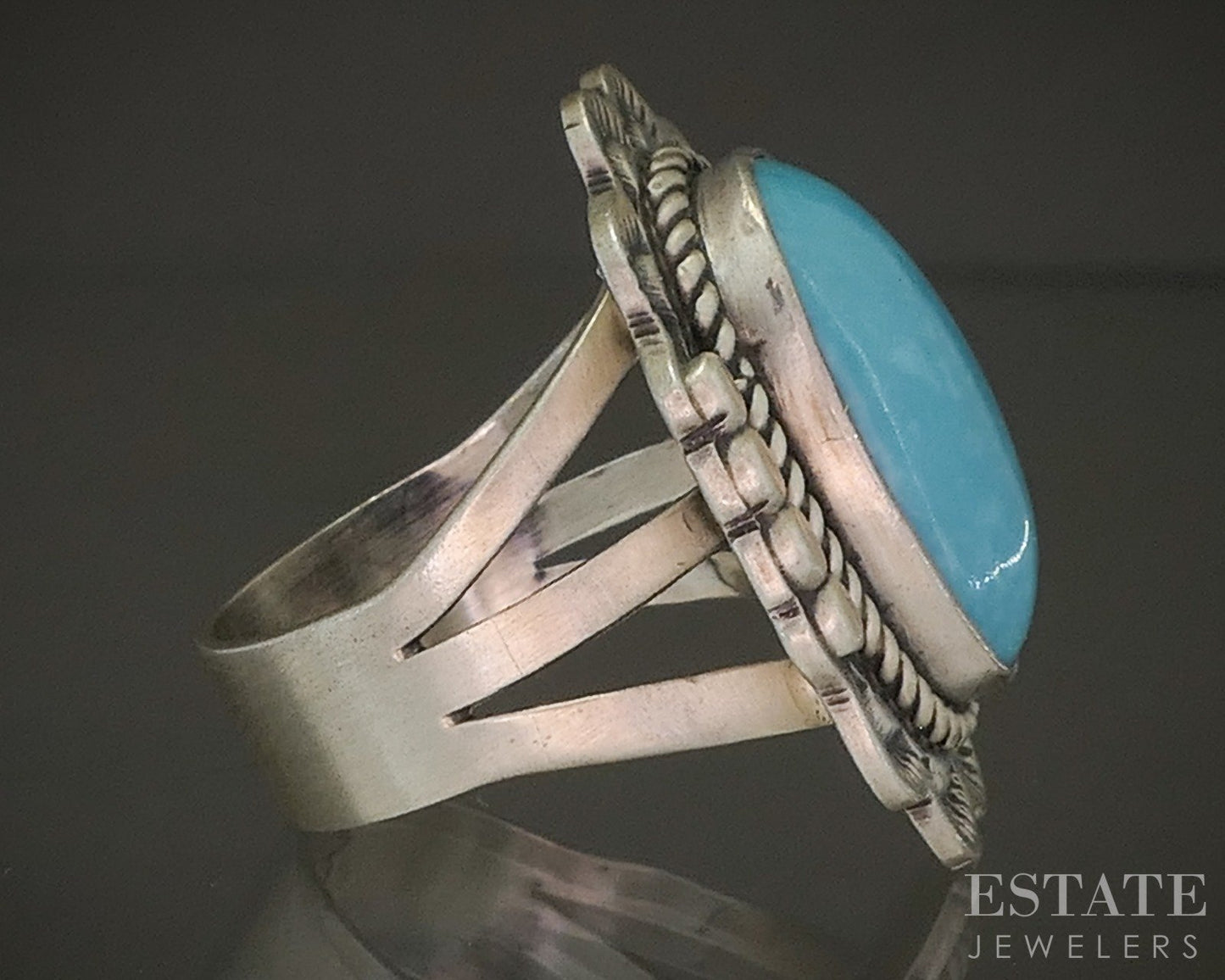 Vintage Sterling Natural Turquoise Navajo Etta Endito Ladies Ring 9.7g p28561