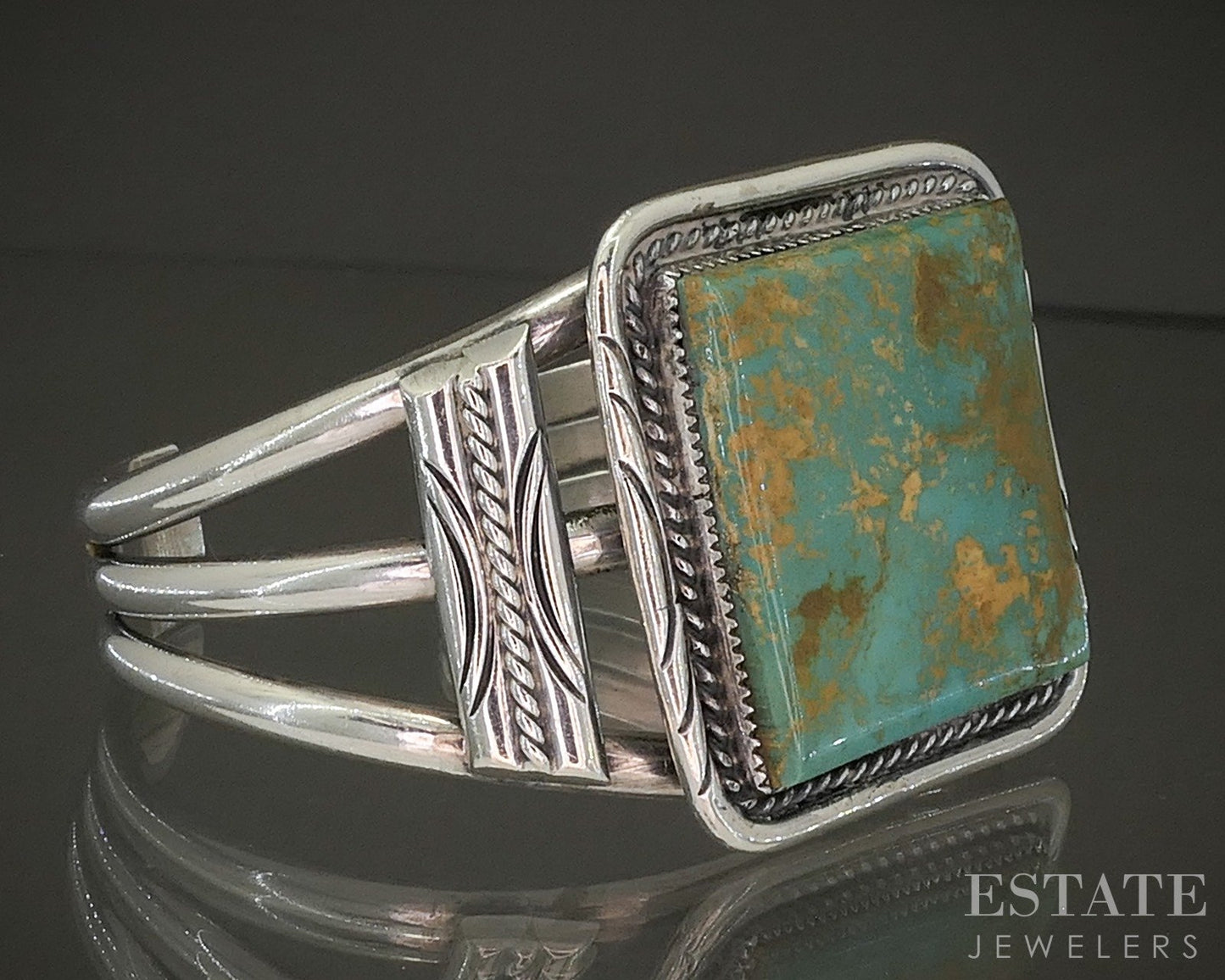 Vintage Sterling Natural Turquoise James Mason Navajo Cuff Bracelet 65g p28594