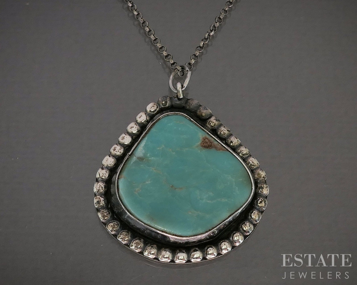Vintage Sterling Natural Turquoise Navajo Begay Ladies Necklace 11.5g p28636